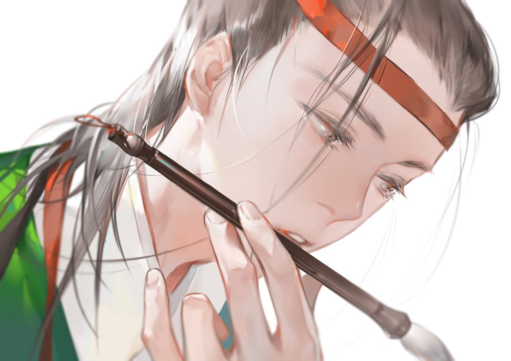1boy, black_hair, brown_hair, chinese_clothes, eyelashes, fingernails, green_robe, hair_over_one_eye