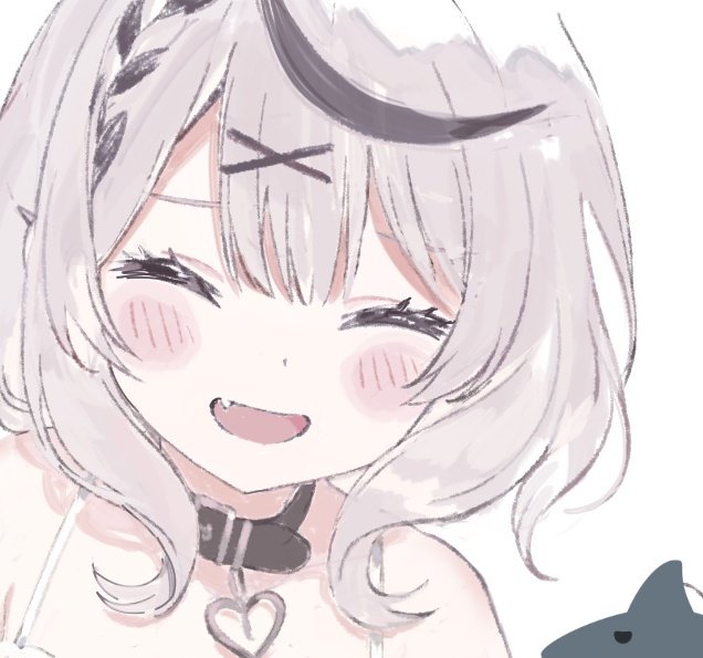 1girl, bare_shoulders, black_choker, black_hair, blush, blush_stickers, choker, ear_piercing