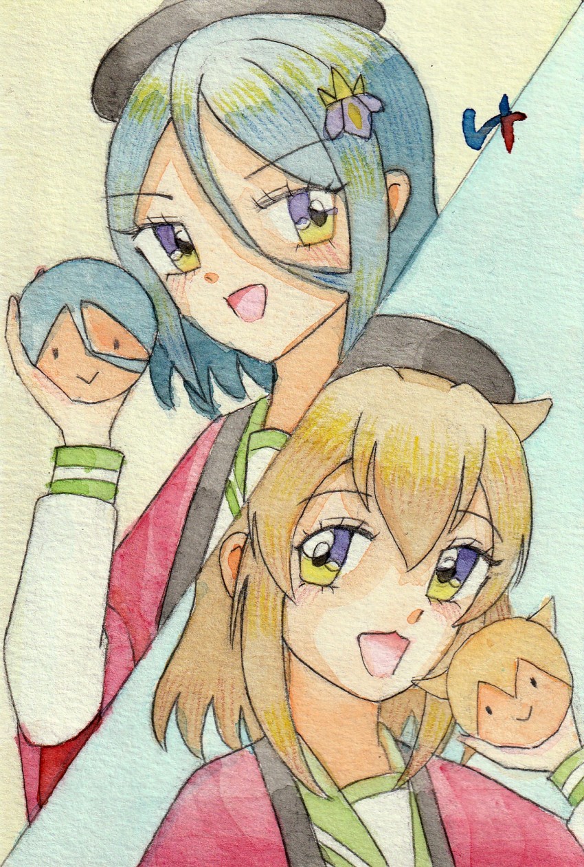 2girls, highres, mt_ksk, multiple_girls, shibuhachi-tan, shibuto-tan, smile, tagme