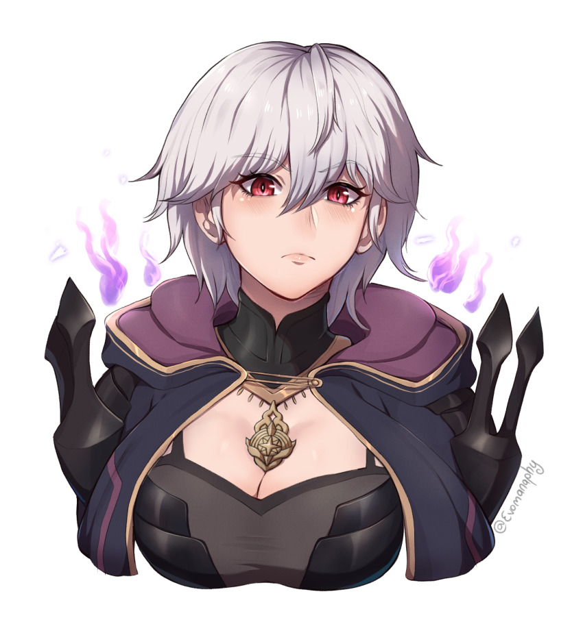 1girl, bob_cut, breasts, cleavage, cleavage_cutout, clothing_cutout, evomanaphy, female_byleth_(fire_emblem)