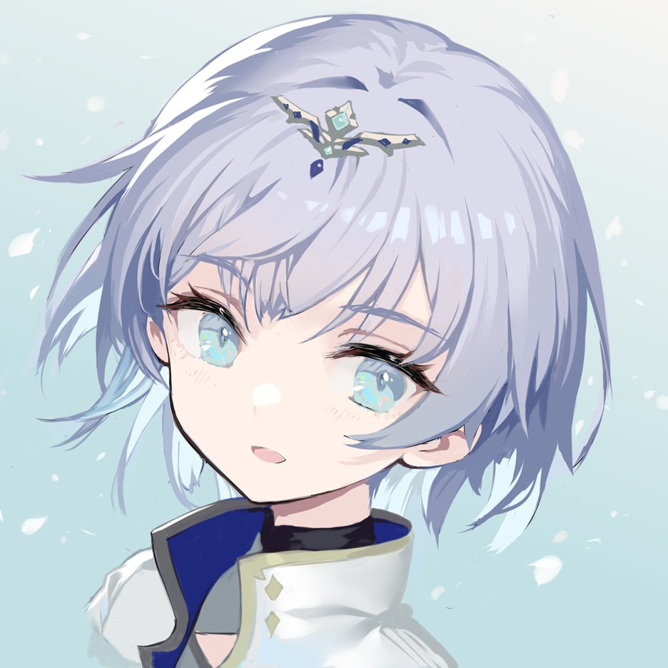 1girl, aqua_eyes, blue_background, blue_hair, looking_at_viewer, myo_sotis, nkshoujo, open_mouth