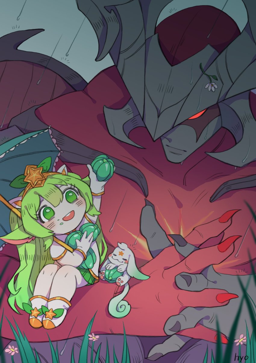 1boy, 1girl, aatrox, absurdres, animal, artist_name, bald, black_nails