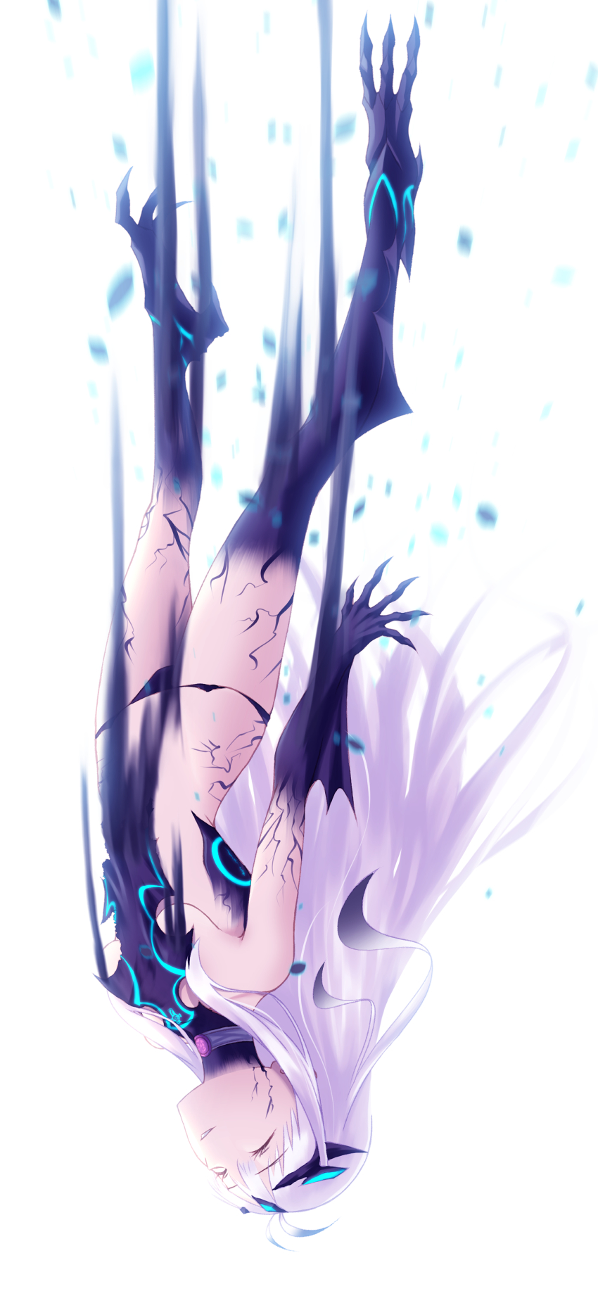 1girl, absurdres, bare_shoulders, black_panties, body_markings, breasts, closed_eyes, melusine_(fate)