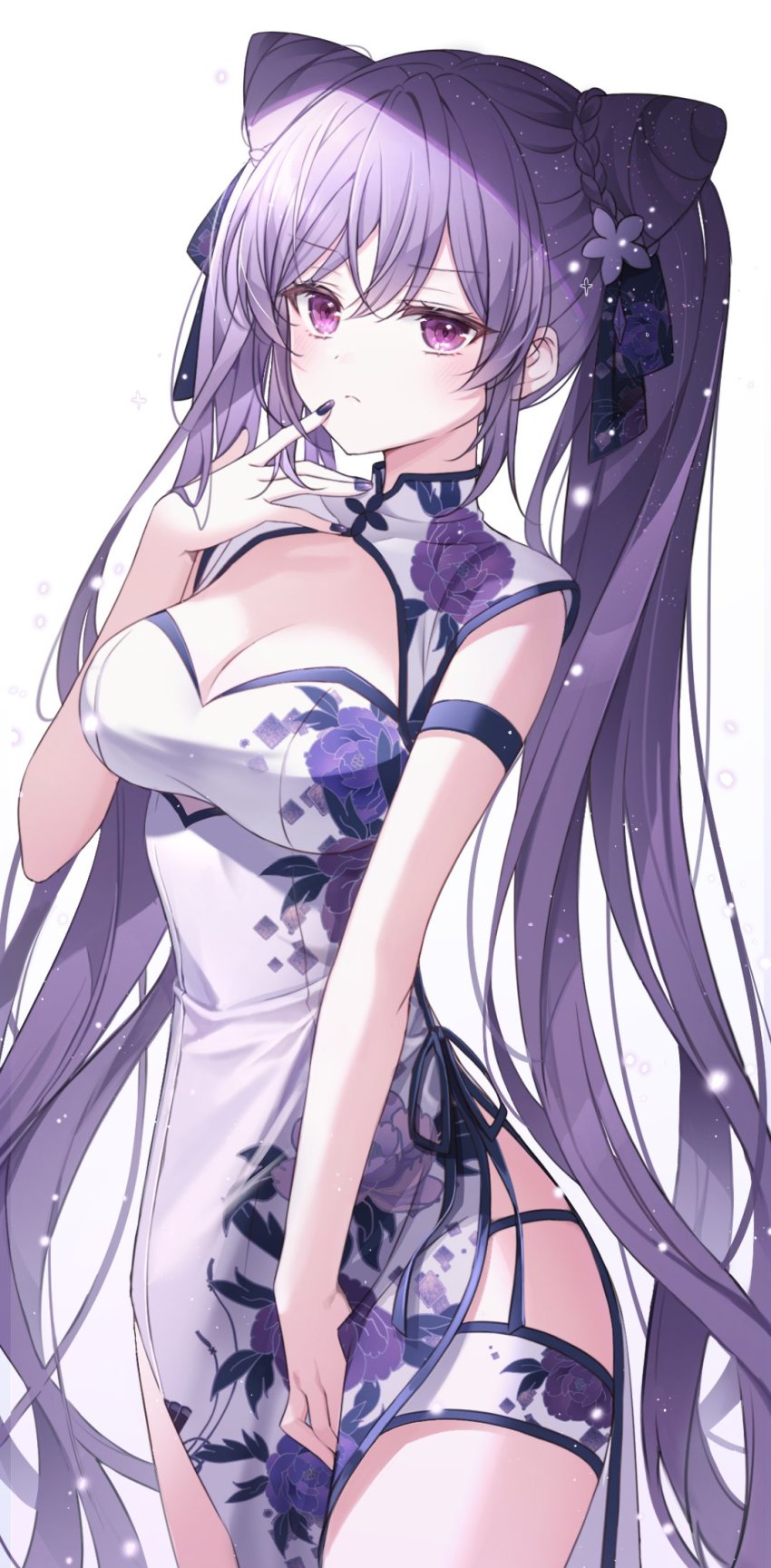 1girl, arm_strap, black_panties, blush, braid, breasts, china_dress, chinese_clothes