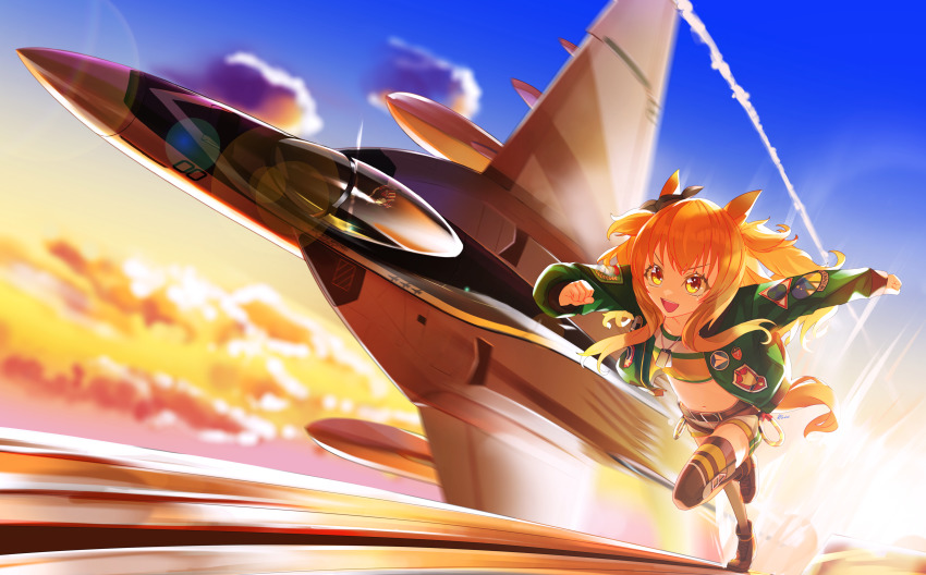 1boy, 1girl, absurdres, aircraft, airplane, animal_ears, black_footwear, boots