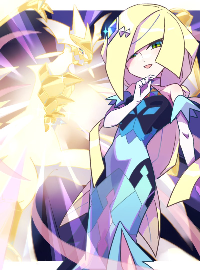 1girl, alternate_color, bare_shoulders, blonde_hair, blue_dress, choker, dress, elbow_gloves