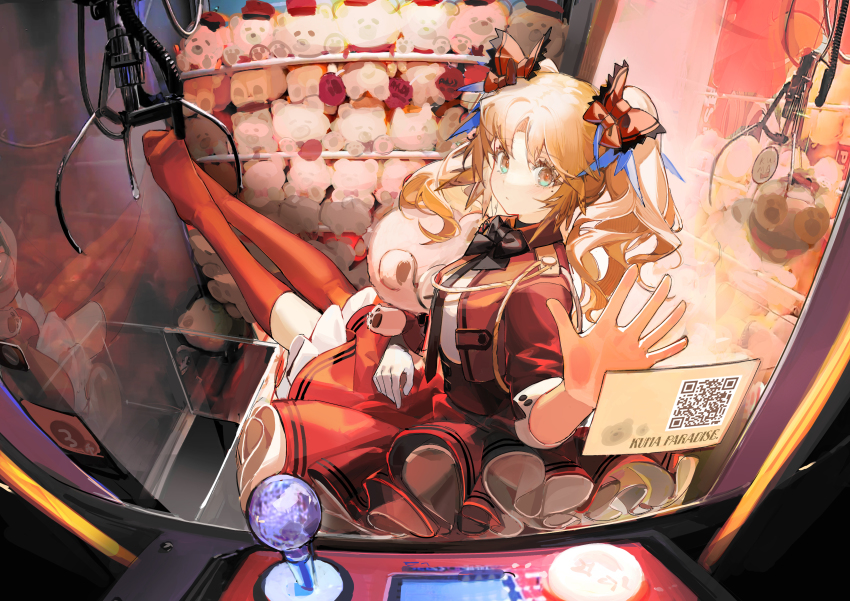 1girl, absurdres, annotated, arknights, asymmetrical_legwear, black_bow, black_bowtie, black_necktie