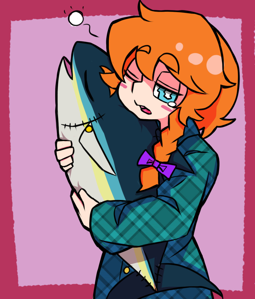 1girl, alternate_costume, animal, blonde_hair, blush, bow, braid, collared_shirt