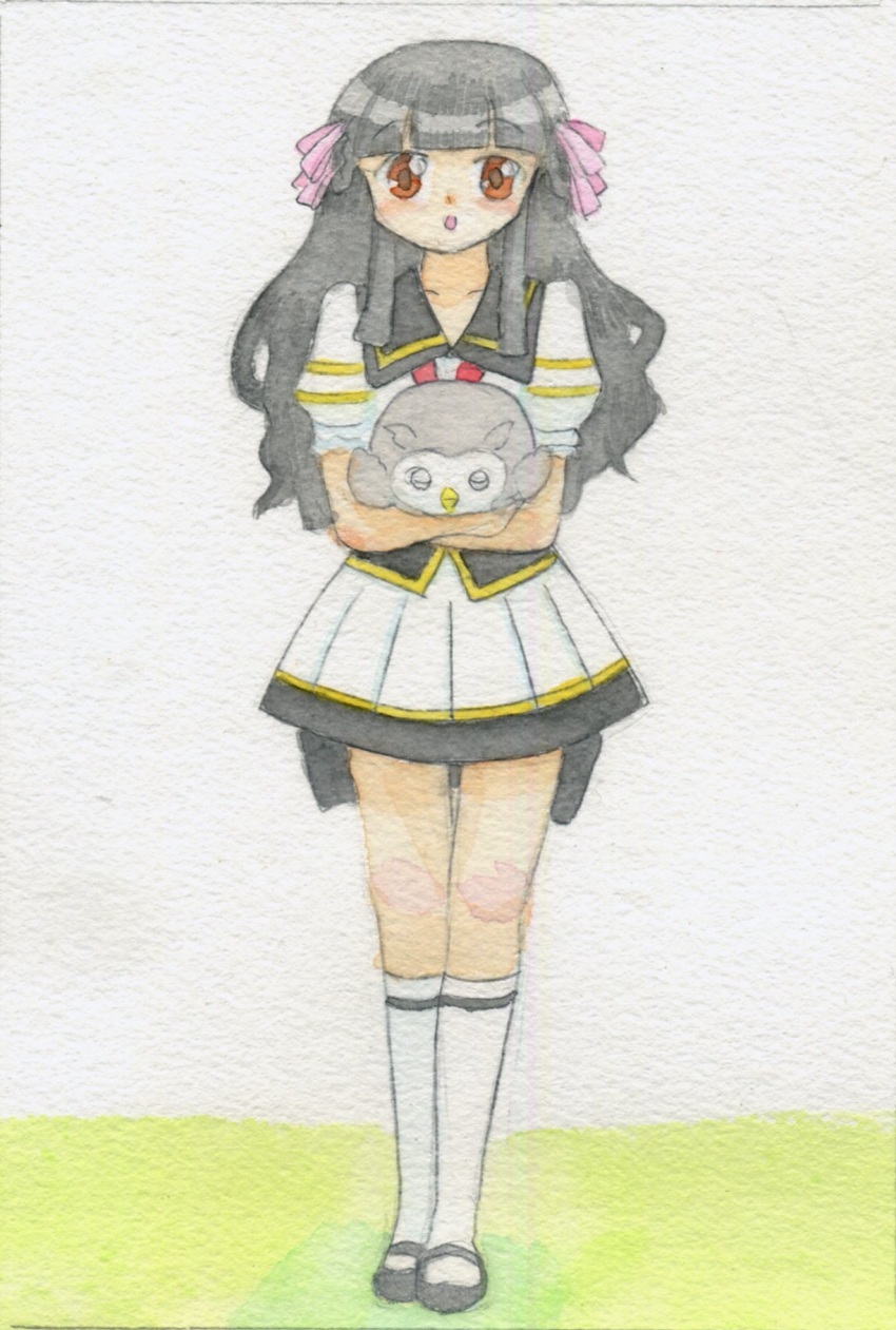 1girl, black_hair, highres, honten-tan, lapis_re:lights, mt_ksk, tagme, white_legwear