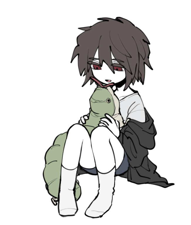 1boy, black_jacket, blue_shorts, brown_hair, child, colored_eyelashes, colored_skin, commentary_request