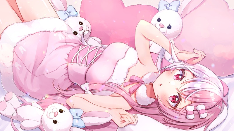 1girl, animal_ears, blush, commission, dress, fur_collar, hiiragi_syuu, indie_virtual_youtuber