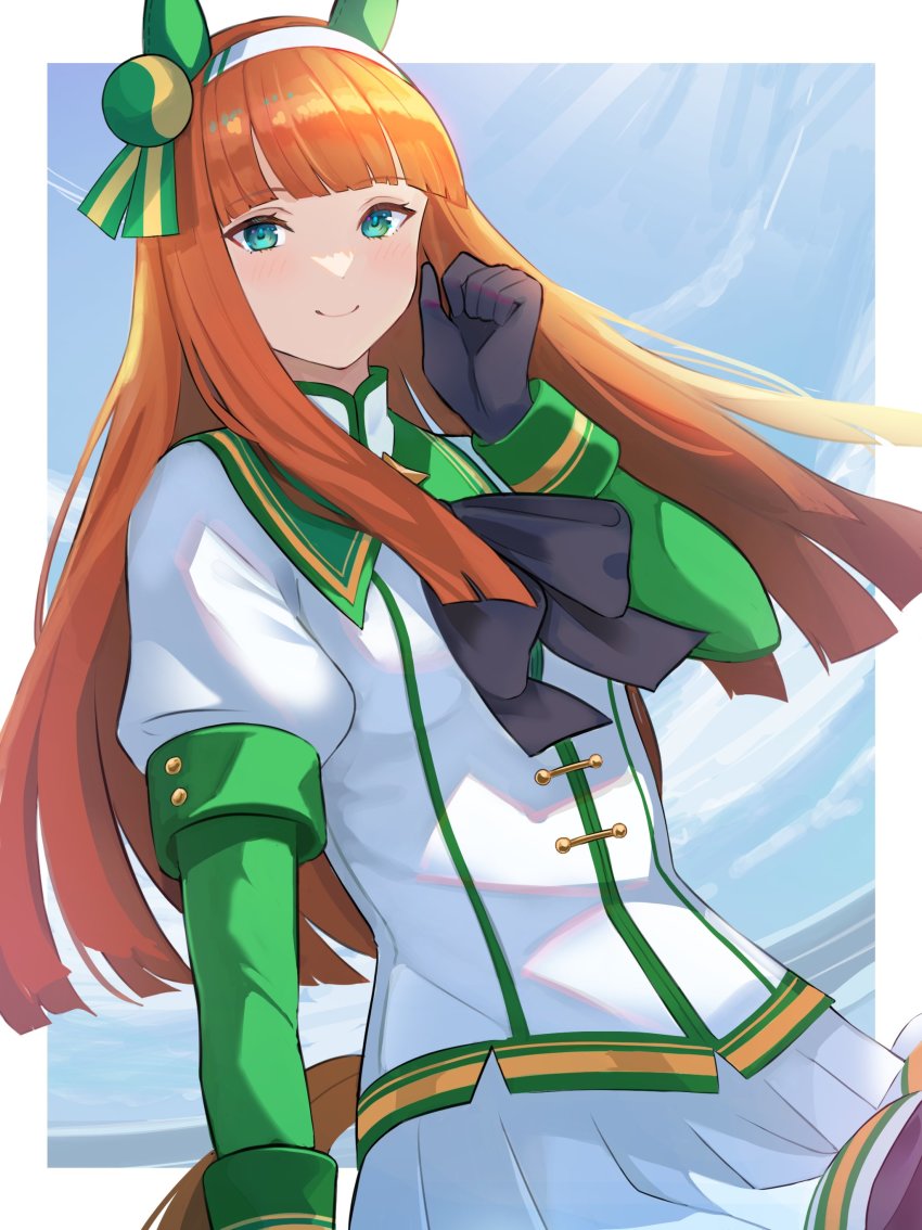 1girl, absurdres, animal_ears, black_bow, black_bowtie, black_gloves, blunt_bangs, blush