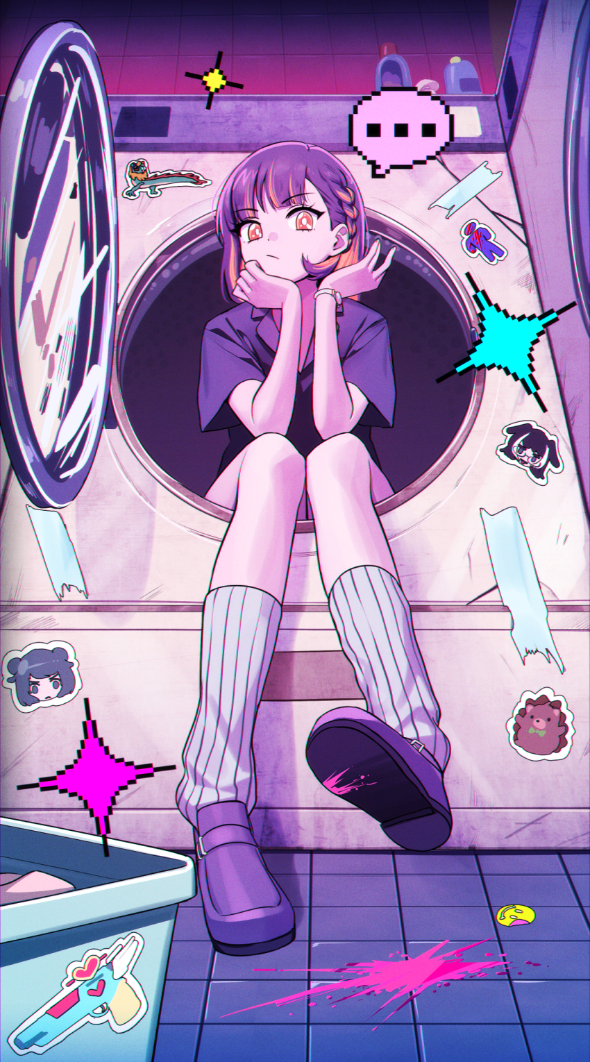 ..., 1girl, :/, braid, character_request, closed_mouth, collared_shirt, commentary_request