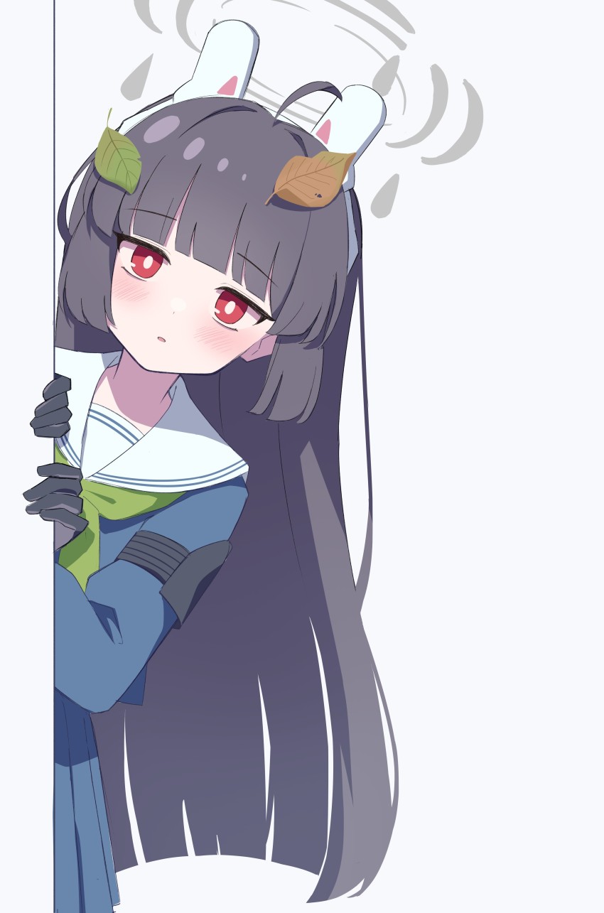 1girl, absurdres, animal_ears, armlet, black_gloves, black_hair, blue_archive, blunt_bangs