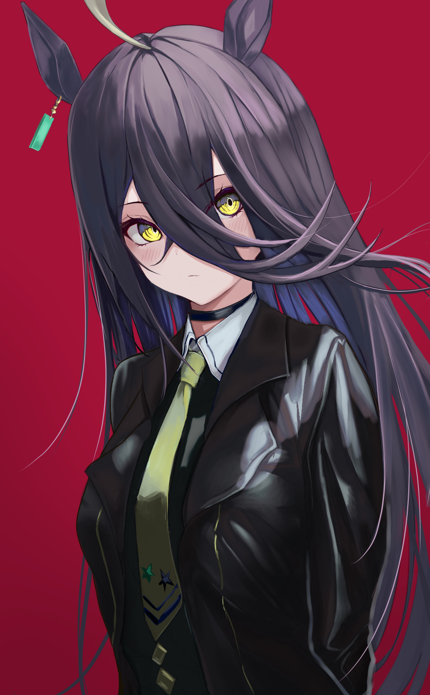 absurdres, ahoge, amasa_(ama_sa3), animal_ears, black_hair, black_jacket, black_shirt, ear_piercing