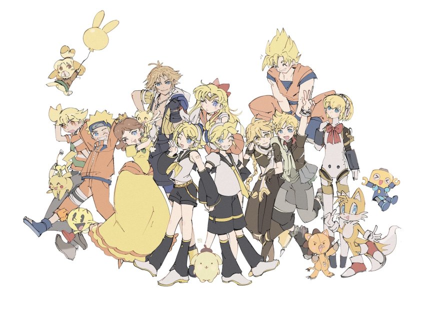 >_<, 6+boys, 6+girls, :d, ;d, ^_^, aether_(genshin_impact), aigis_(persona)