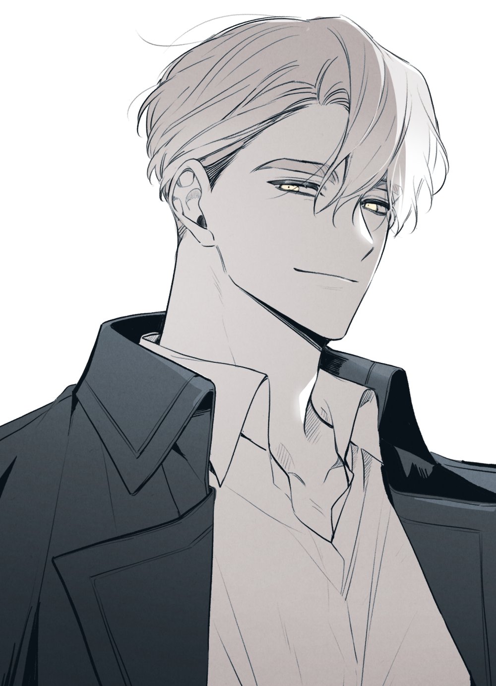 1boy, collared_shirt, commentary_request, daihu_ku, highres, jacket, korean_commentary, looking_at_viewer