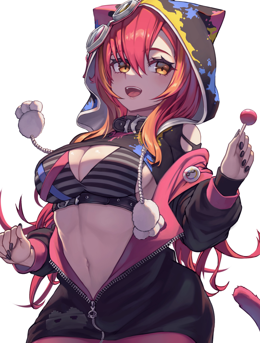 1girl, absurdres, ahaha_kun, belt, bikini, bikini_top_only, black_belt, black_bikini