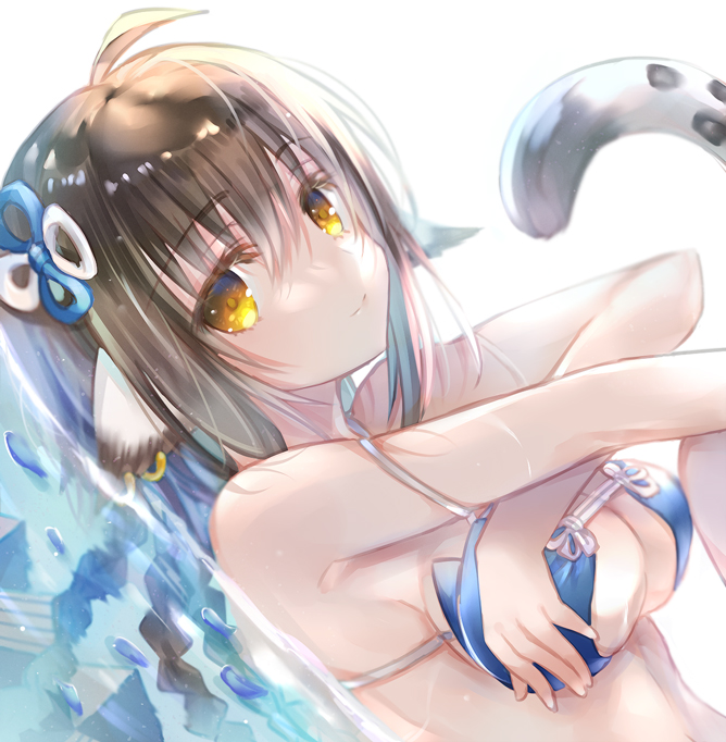 1girl, aged_up, ahoge, anju_(utawarerumono), braid, breasts, brown_hair, cleavage