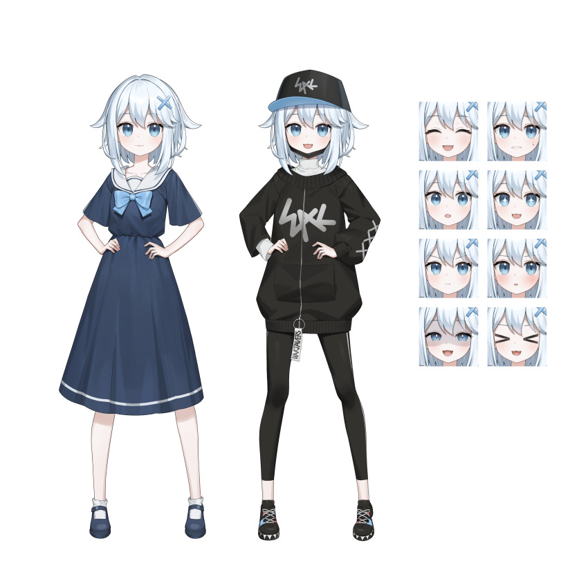 1girl, :3, absurdres, baegbalbaegjung, black_footwear, black_headwear, black_jacket, black_leggings