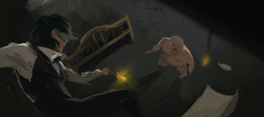 2boys, black_hair, black_necktie, black_pants, black_vest, chinese_commentary, commentary_request, dark