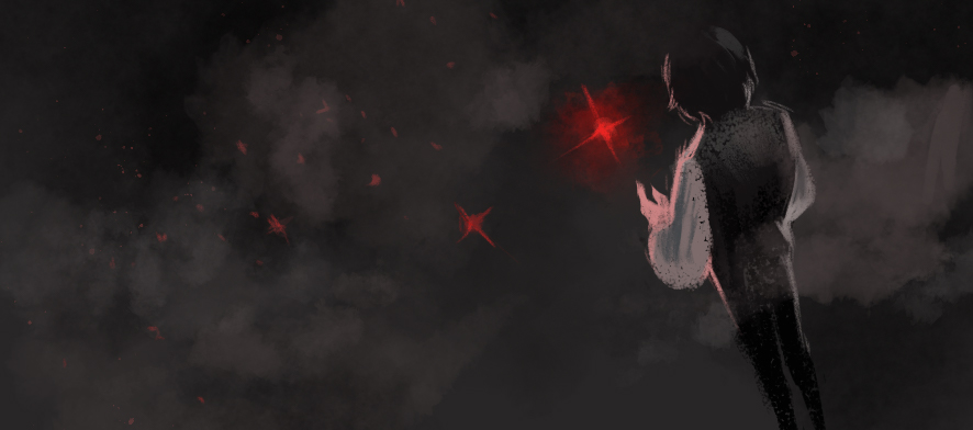 1boy, arms_up, black_hair, black_pants, black_vest, chinese_commentary, commentary_request, dark