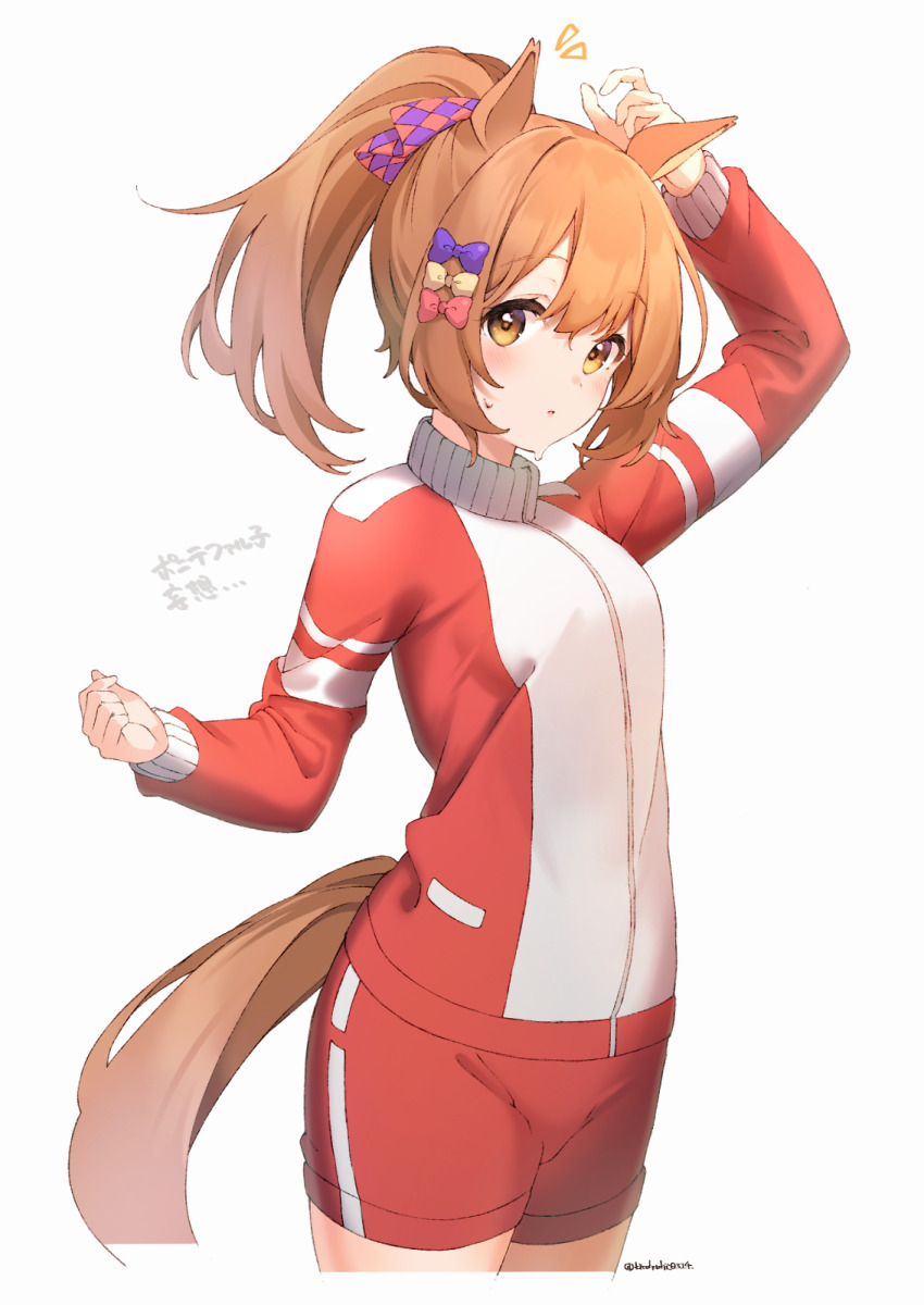 1girl, alternate_costume, alternate_hairstyle, animal_ears, blush, breasts, commentary_request, hair_ornament