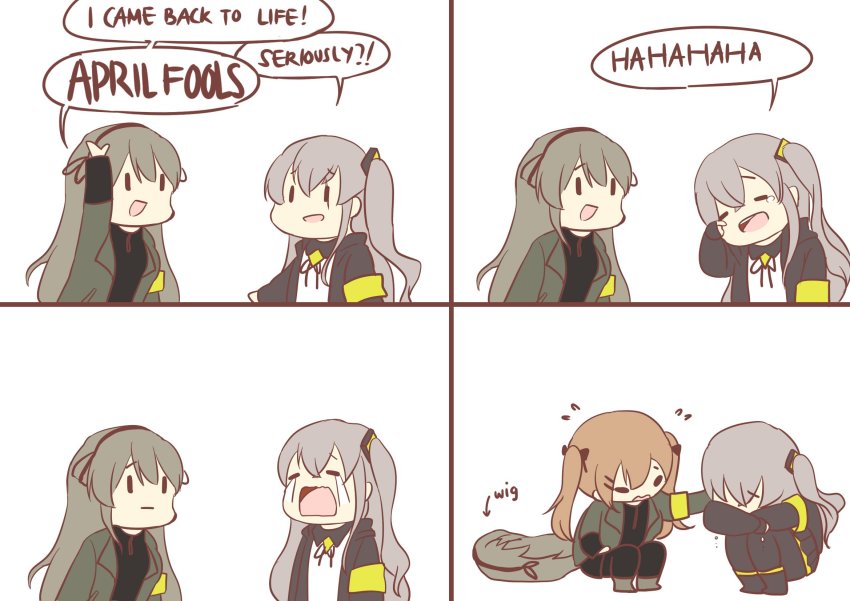 2girls, girls'_frontline, highres, kureno_(clern), multiple_girls, twitter, ump40_(girls'_frontline), ump45_(girls'_frontline)