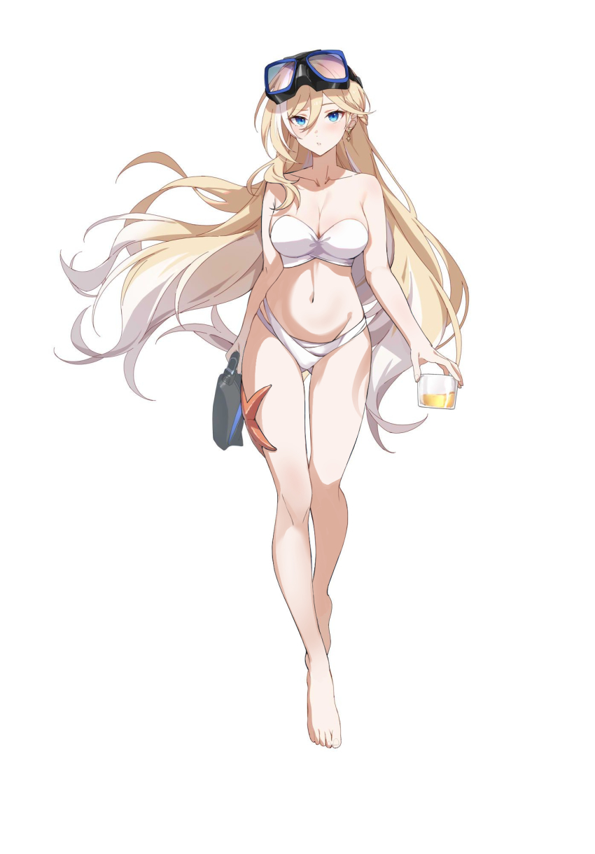 bare_legs, durandal_(honkai_impact), bikini, blonde_hair, highres, long_hair, swimsuit, sylvia_(huajiuhuajiu)