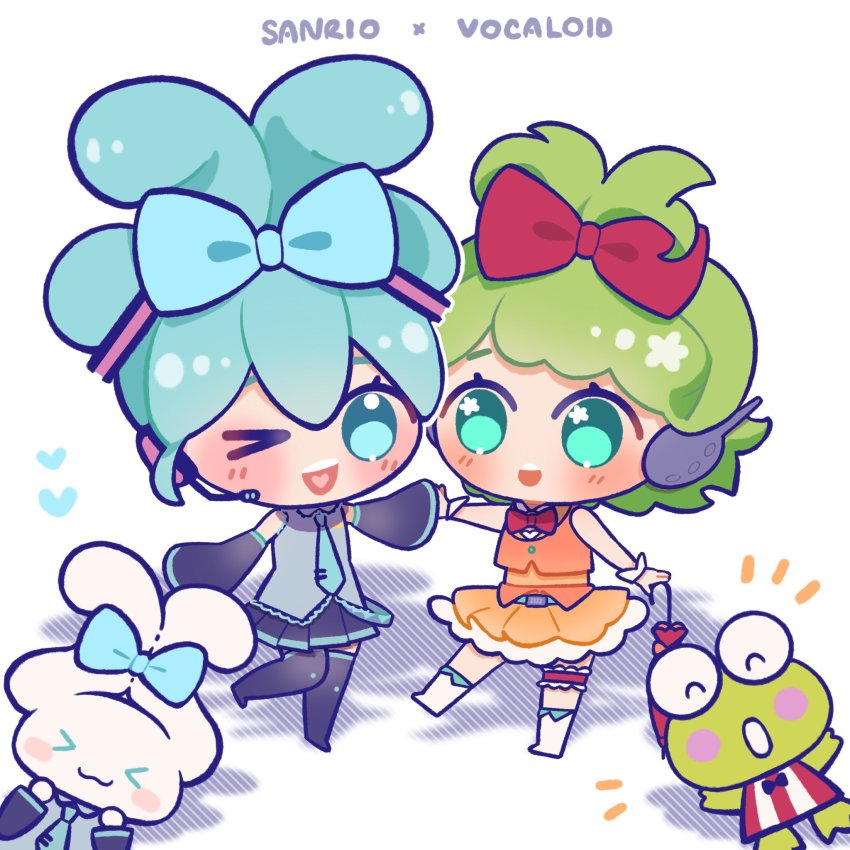 >_<, 2girls, :d, :o, alternate_hairstyle, animal, aqua_eyes, aqua_hair