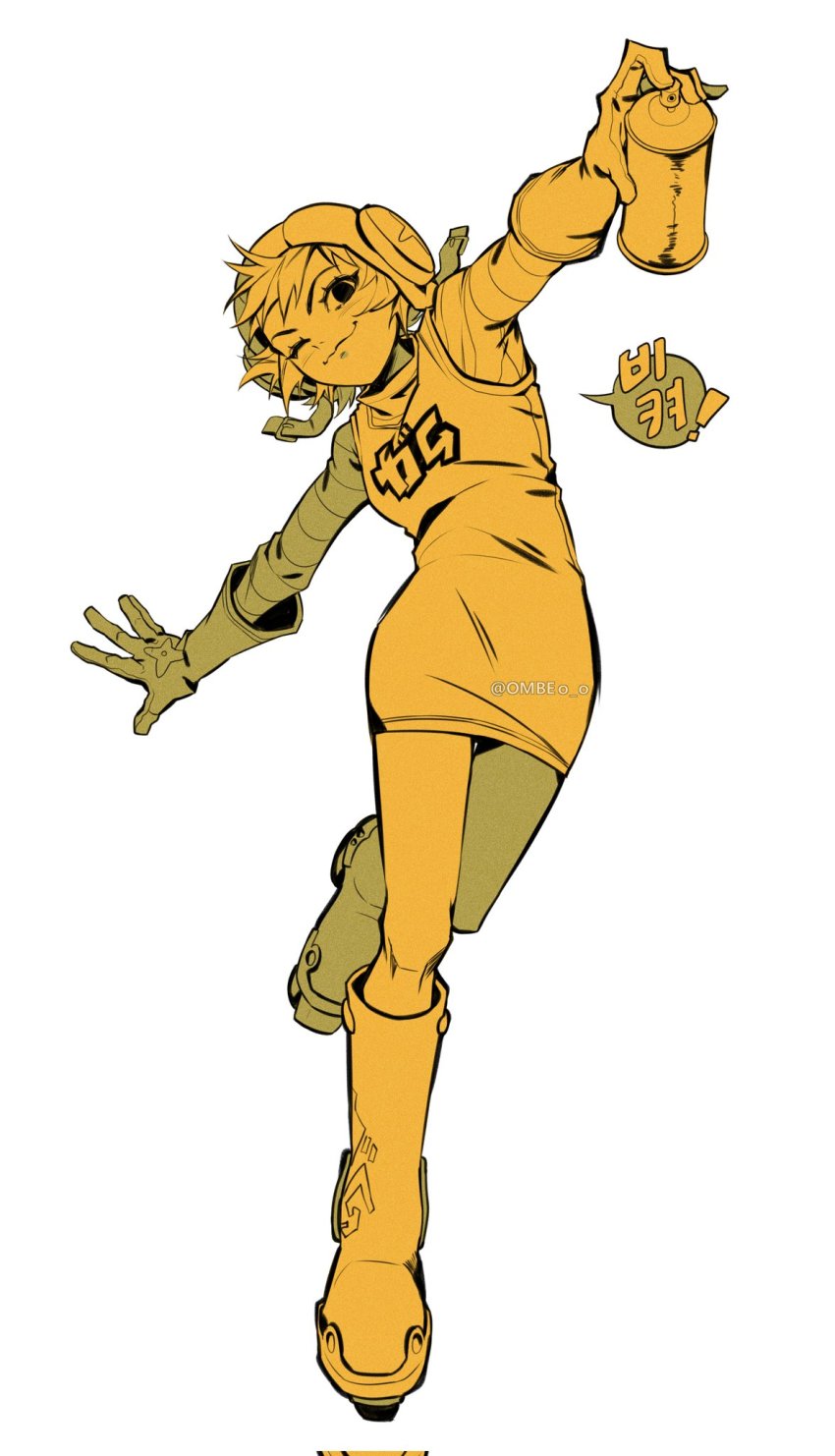 1girl, bottle, dress, gloves, gum_(jsr), headphones, highres, jet_set_radio