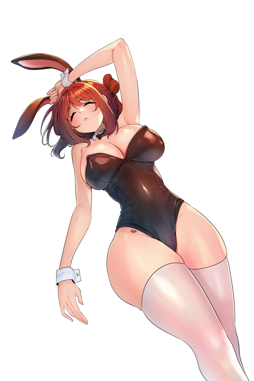 1girl, absurdres, alternate_costume, animal_ears, bare_shoulders, breasts, brown_hair, cleavage