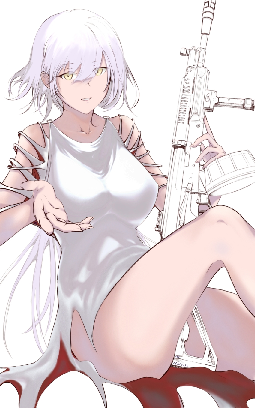 1girl, absurdres, alternate_costume, bahuangdajiangjun, bare_legs, breasts, collarbone, commentary_request