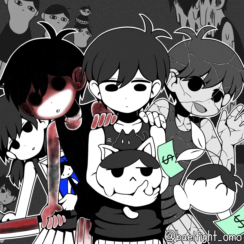 1girl, 6+boys, animal, animalization, banknote, black_cat, black_eyes, black_fur