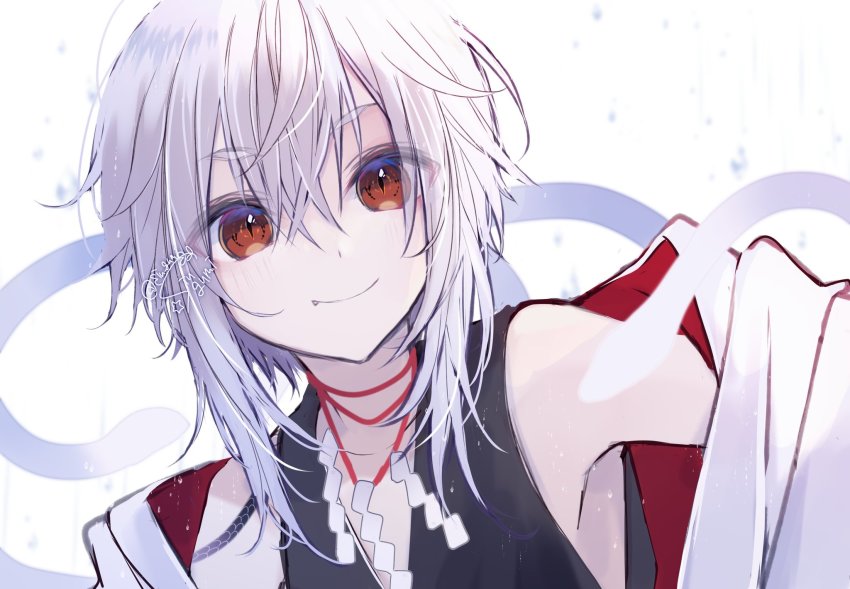 1girl, alternate_costume, alternate_hairstyle, armpit_crease, armpit_peek, bad_id, bad_twitter_id, bare_shoulders