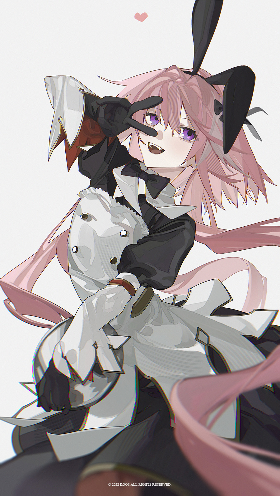 1boy, :d, animal_ears, apron, artist_name, astolfo_(fate), astolfo_(saber)_(fate), black_gloves