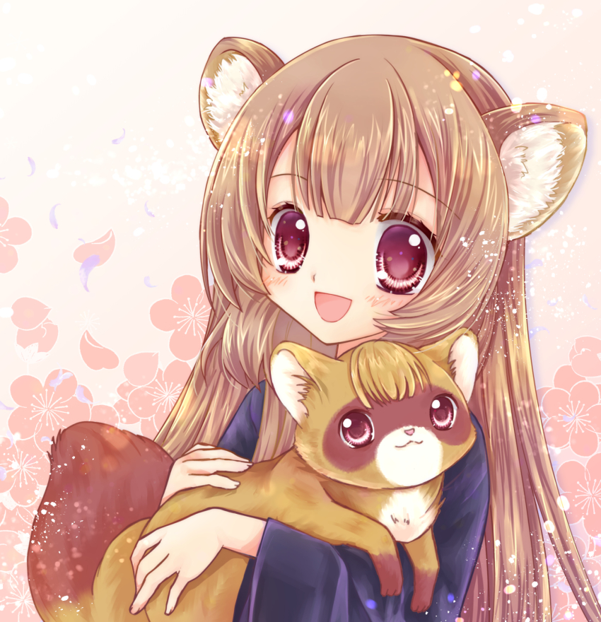 1girl, animal_ear_fluff, animal_ears, brown_hair, highres, long_hair, looking_at_viewer, open_mouth