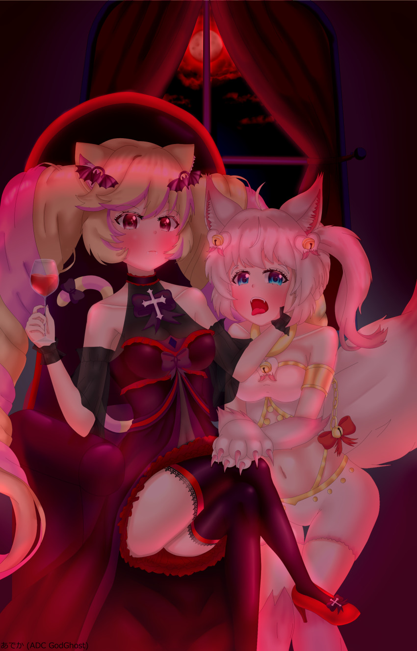 absurdres, adeka, bow, halloween, halloween_costume, highres, howan_(show_by_rock!!), mashima_himeko_(show_by_rock!!)