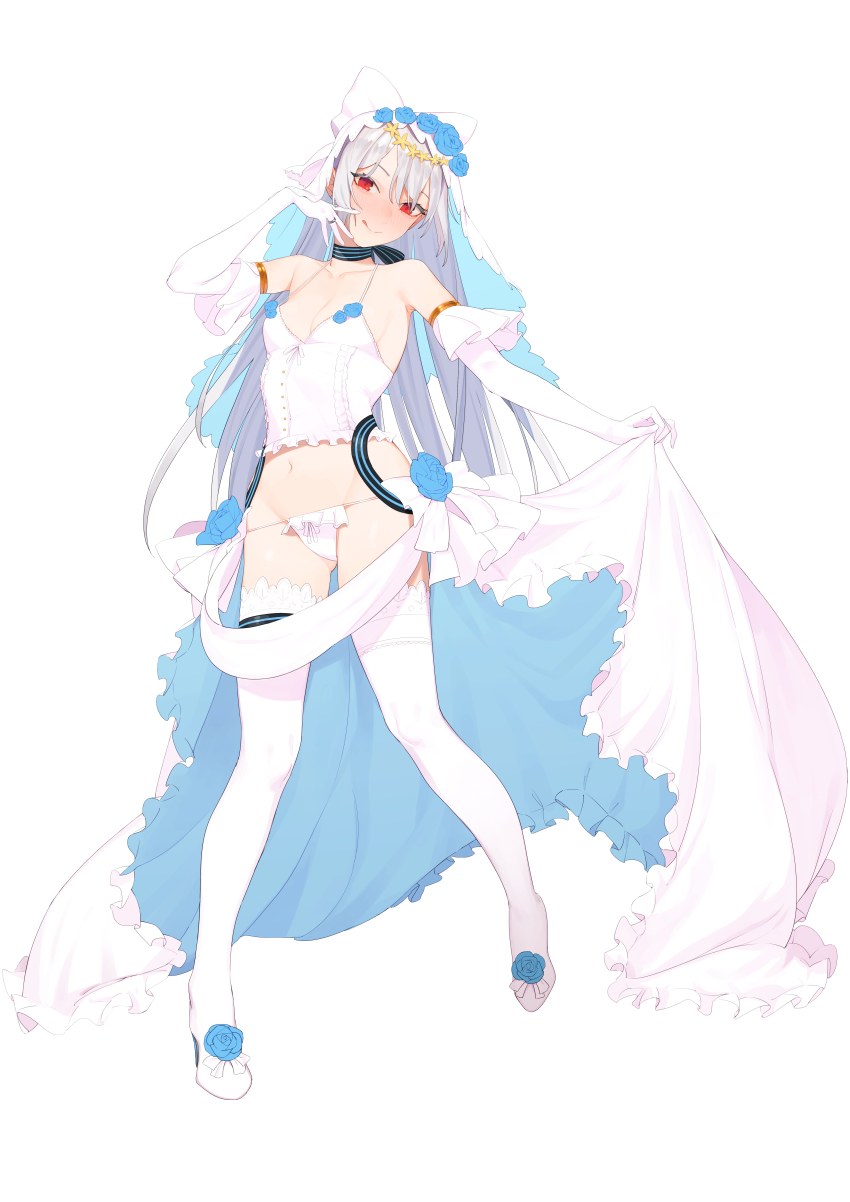 1girl, :q, absurdres, bare_shoulders, beijuu, blush, bow, bow_choker