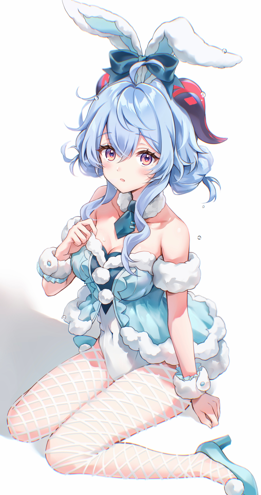 1girl, absurdres, ahoge, amaki_ruto, animal_ears, bare_shoulders, bicute_bunnies_miku, bicute_bunnies_miku_(cosplay)