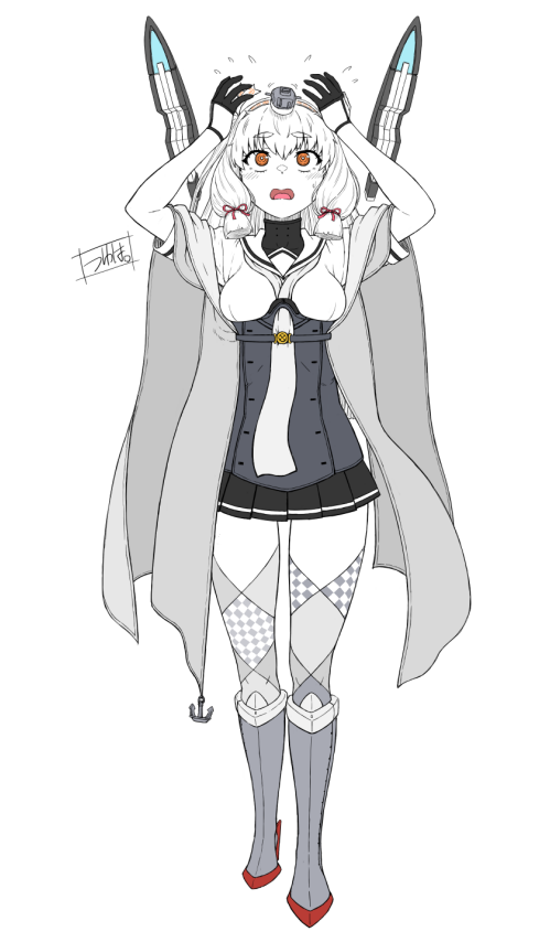 boots, colored_skin, cosplay, fuyutsuki_(kancolle), fuyutsuki_(kancolle)_(cosplay), headgear, kantai_collection, long_hair, minazuki_tsuyuha, miniskirt, murakumo_(kancolle), short_sleeves, sidelocks, simple_background, skirt, thighhighs, uesaka_sumire, voice_actor_connection, white_hair, white_skin