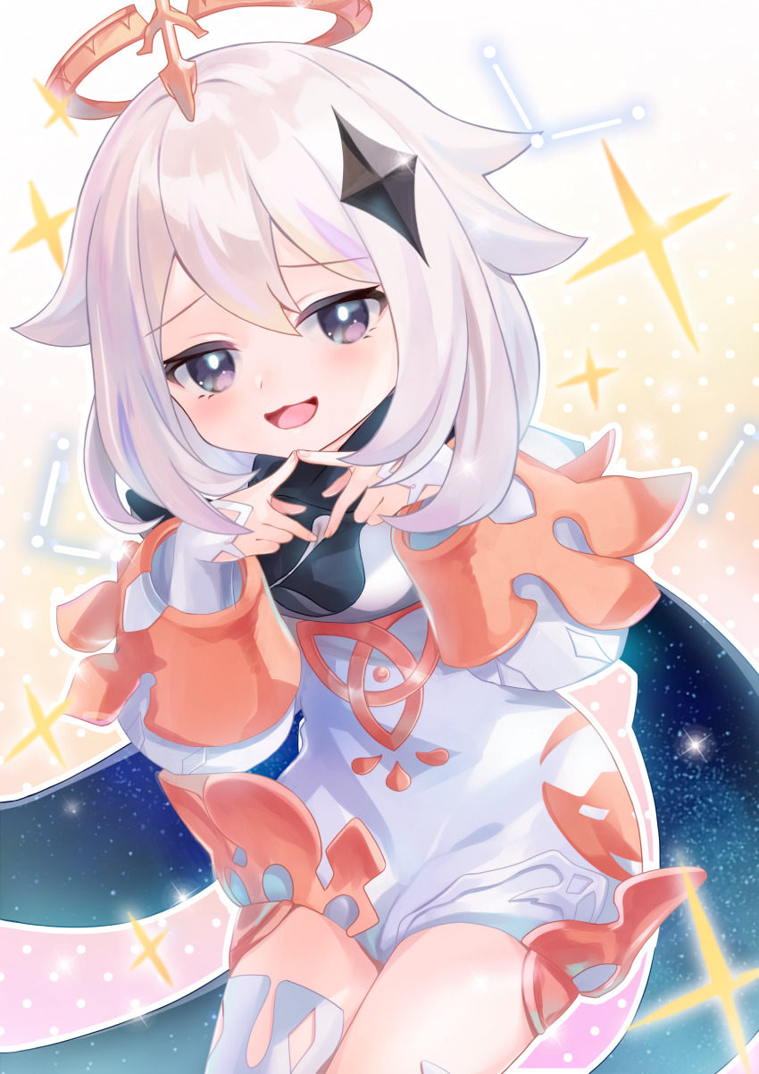 1girl, absurdres, bare_legs, blue_eyes, cape, dress, genshin_impact, gradient_eyes