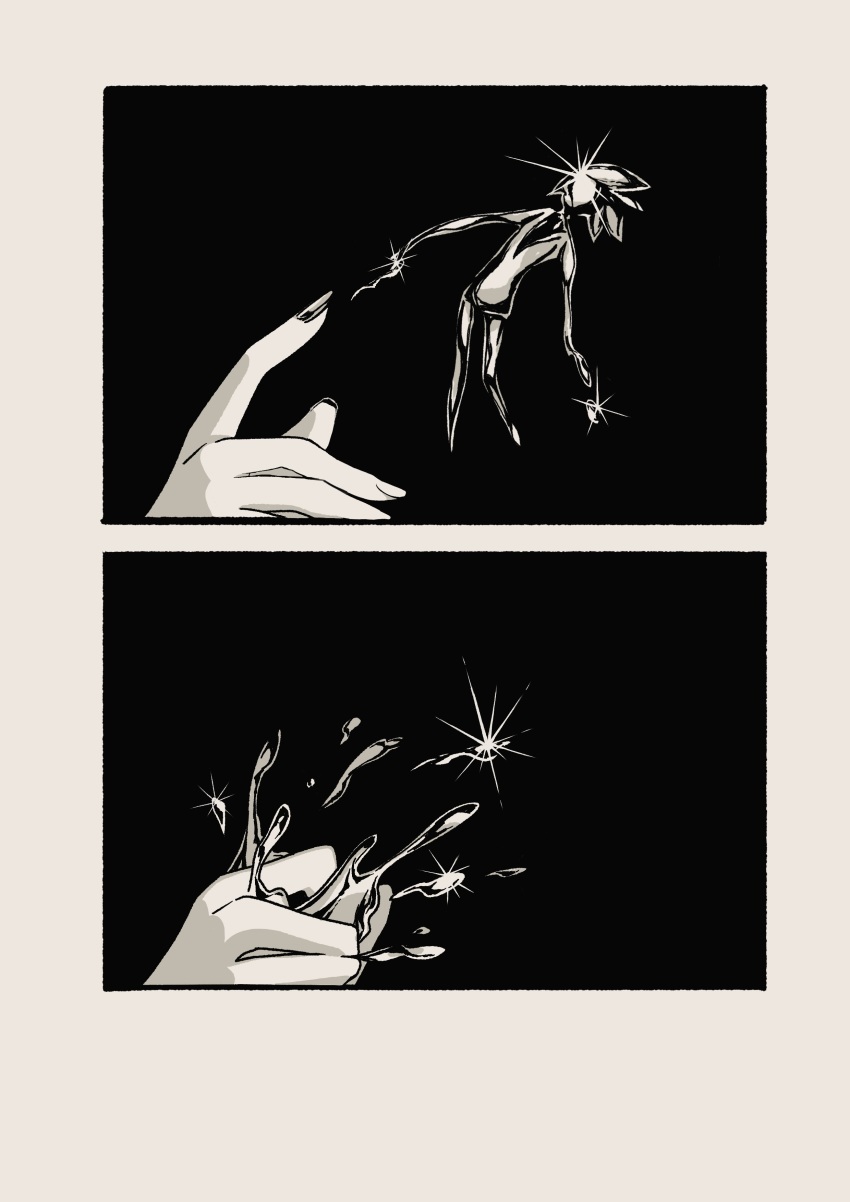 1other, absurdres, cameo, character_doll, cinnabar_(houseki_no_kuni), clenched_hand, crushing, doll