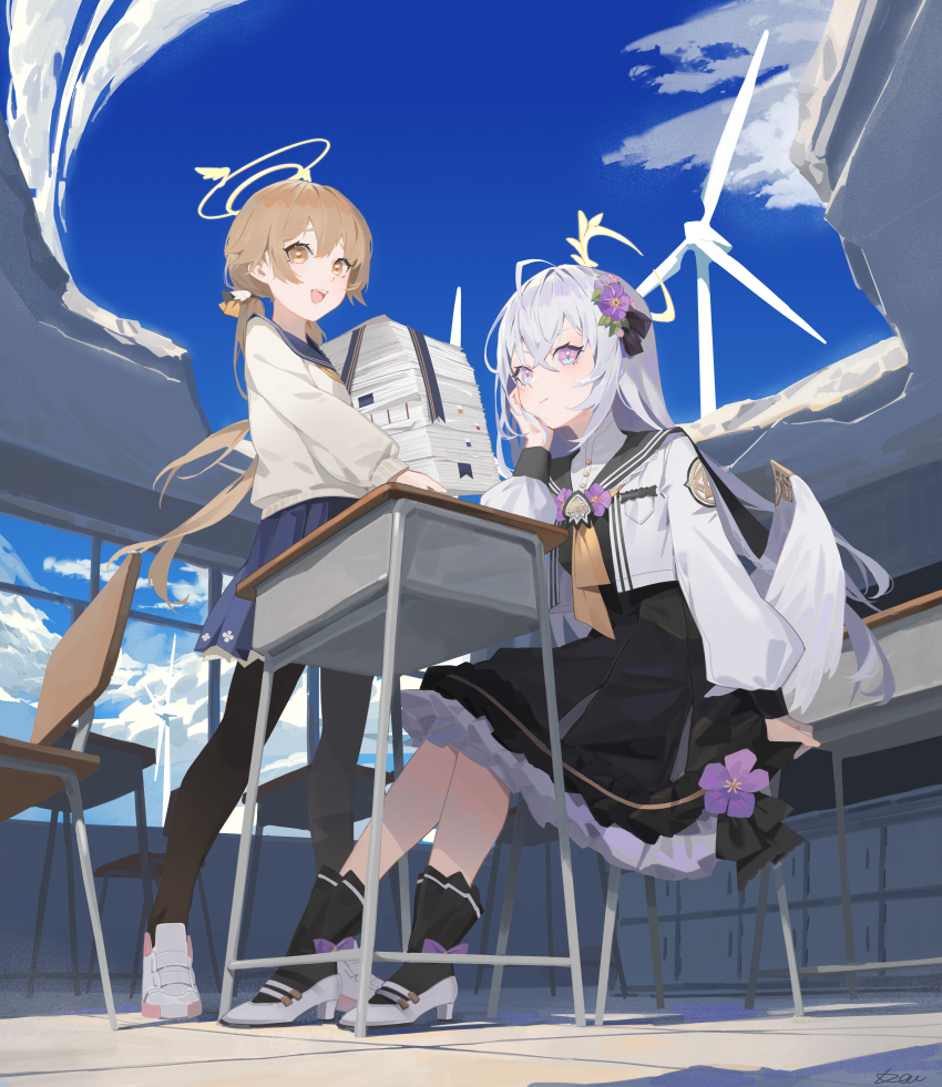 absurdres, angel, angel_wings, azusa_(blue_archive), blue_archive, hifumi_(blue_archive), high_heels, highres