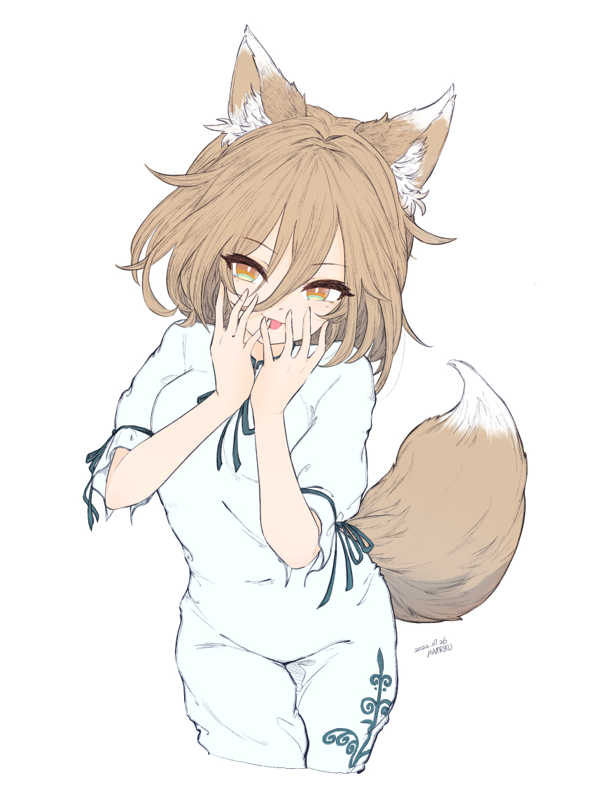 1girl, absurdres, animal_ear_fluff, animal_ears, brown_eyes, cowboy_shot, cropped_legs, dress