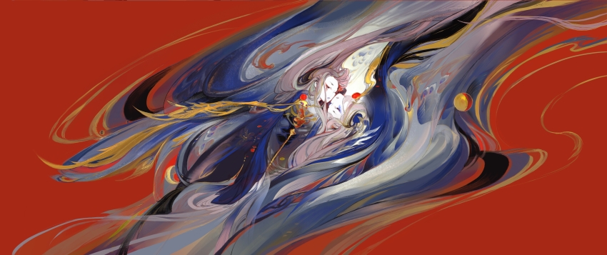 2boys, 2others, absurdly_long_hair, absurdres, bird, blue_robe, commentary_request, copyright_request