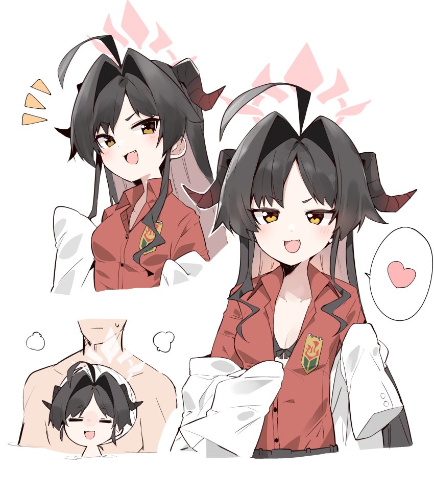 1boy, 1girl, absurdres, ahoge, black_bra, black_hair, blue_archive, bra