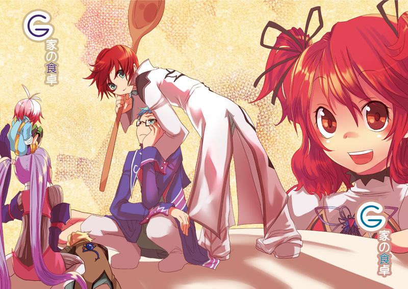 3boys, 3girls, asbel_lhant, bad_id, bad_pixiv_id, blonde_hair, blue_eyes, blue_hair