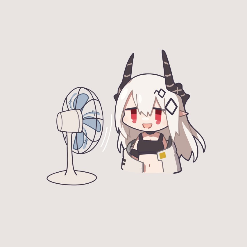 1girl, :d, absurdres, arknights, black_collar, bodysuit, breasts, chibi