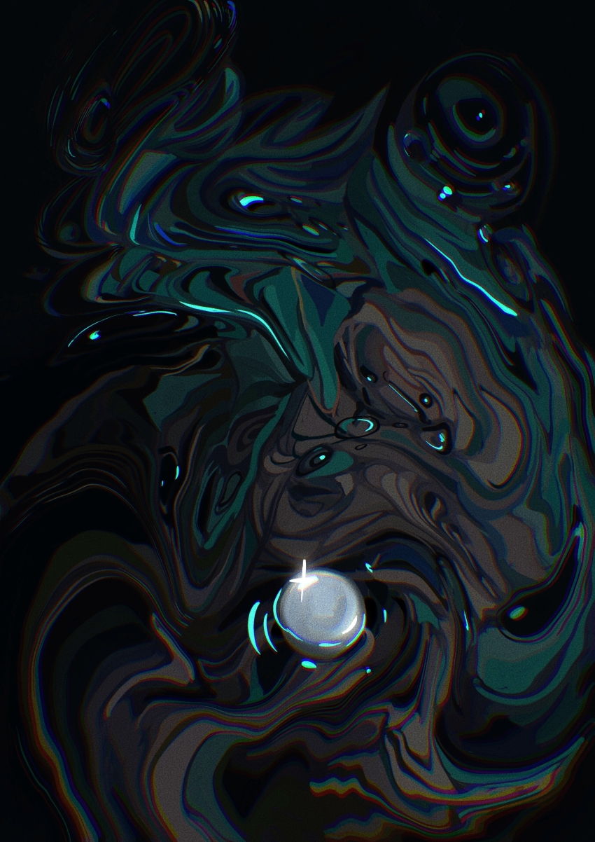 1other, abstract, absurdres, afloat, air_bubble, aqua_hair, beads, blurry